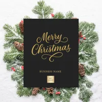 Black script business logo Christmas card