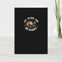 Spooky Skeleton Celebrating Halloween Eat Drink Card