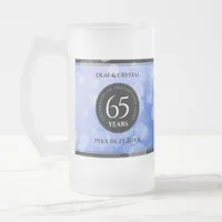 Elegant 65th Blue Sapphire Wedding Anniversary Frosted Glass Beer Mug