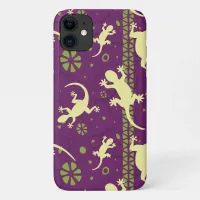 Gecko Lizards Ethnic Purple Green Pattern iPhone 11 Case