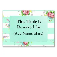 Wedding Table Cards Mint Green Pink Floral