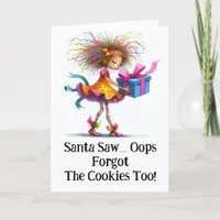 * Colorful 8  Whimsical Christmas Girl  Gift AP97 Thank You Card