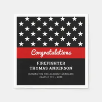Firefighter Graduation Thin Red Line Party Napkins