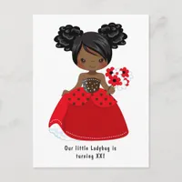Ladybug Black Princess Fairy Tale Birthday Party Postcard