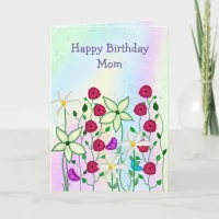 Happy Birthday Mom,  Pretty Floral Card