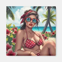 Red Bikini, Sunglasses and Bandana Woman  Magnet