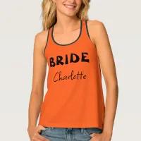 Bride Halloween Party Orange And Black Name Tank Top