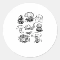 Cottagecore Aesthetic Goblincore Mushroom Snail Classic Round Sticker