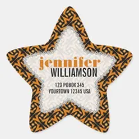 Tribal Earthy Batik Custom Name Star Stickers