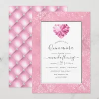 Pink Gemstone Quinceañera Invitation