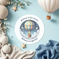 One-derful Hot Air Balloon First Birthday Classic Round Sticker