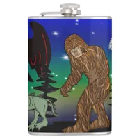 Cryptid, UFO,  Big Foot, Chupacabra, Alien Mothman Flask