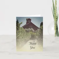 Vineyard and Rustic Red Barn Thank You Card