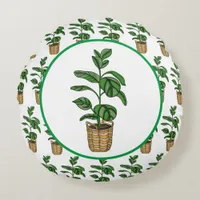 Traveler's Palm Hand drawn Plant Round Pillow