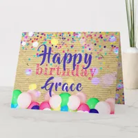 Colorful Confetti And Balloons Happy Birthday  Card