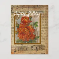 Happy Birthday Vintage Roses Collage Postcard