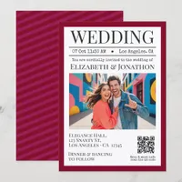 Burgundy & Berry Magazine Wedding Photo Invitation