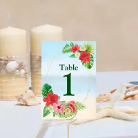 Tropical Paradise Floral Wedding Table Number