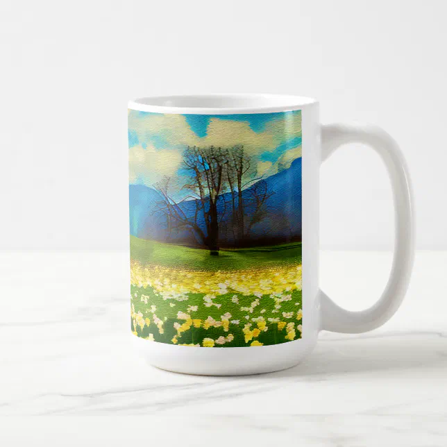 Daffodil field - painting coffee mug