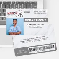 Gray Hospital Photo ID Badge with Barcode