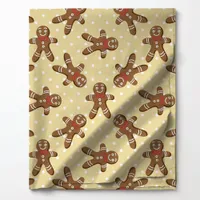 Gingerbread Man Polka Dot on Cream Christmas Fabric