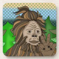 Peace Sign Bigfoot Sasquatch  Beverage Coaster