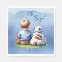 Oh, Boy! Baby and Bulldog Baby Shower Napkins