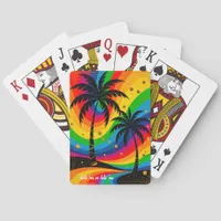[South Beach Vibes] Colorful Retro Palm Trees Poker Cards