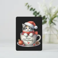 Merry Christmas Cat In A Mug - Christmas Holiday Card