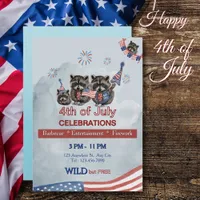 Wild and Free 4th of July Raccoon Party Invitation