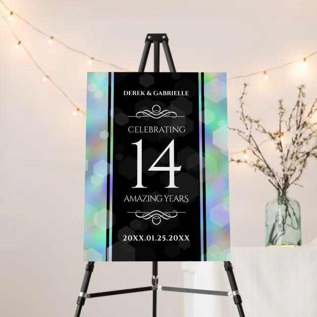 Elegant 14th Opal Wedding Anniversary Celebration Foam Board