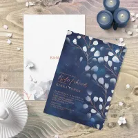 Watercolor Snowdrops Bridal Shower Navy ID726 Invitation