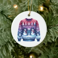 1st Place Winner Ugly Sweater Blue Red Purple Ceramic Ornament