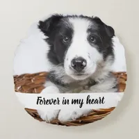 Custom photo memorial dog pet round pillow