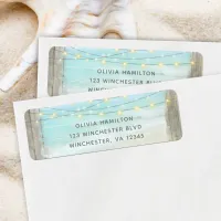 Beach Wood String Lights Wedding Return Address Label