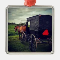 Last Night in an Amish community, Amish Horse Metal Ornament