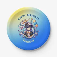 Anime Dragon Personalized Boy's Birthday  Paper Plates