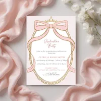 Pink Bow Coquette Photo Graduation Party Invitation