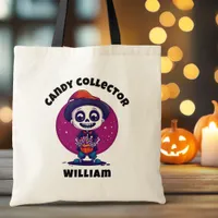 Cute Candy Collector Skeleton Boys Halloween Tote Bag