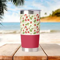 Strawberry Blossoms and Berries Pattern  Insulated Tumbler