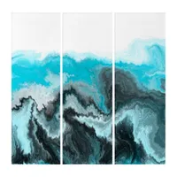 Aqua Blue Gray and Black Waves Abstract Modern Art