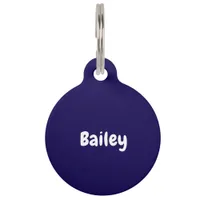 Custom Personalized Name Photo Dark Blue Pet ID Tag