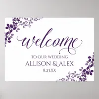 Wedding Welcome Sign | Purple Baby's Breath -Vines