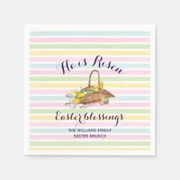 Easter Custom Stripes Modern Floral Garden Easter  Napkins