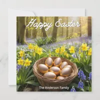 Easter Eggs Woodland Nature Picture Personalized Holiday Card