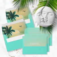 Tropical Isle Sunrise Wedding Teal ID581 Envelope