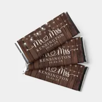 Rustic Wood String Lights Mr Mrs Wedding Hershey Bar Favors