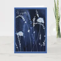 Deep Blue Watercolor Floral Meadow Sympathy Card