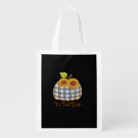 It’s Fall Y’all Pumpkin Plaid Design Halloween Fun Grocery Bag