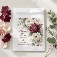 Watercolor Burgundy Hydrangea Blush Floral Wedding Favor Bag